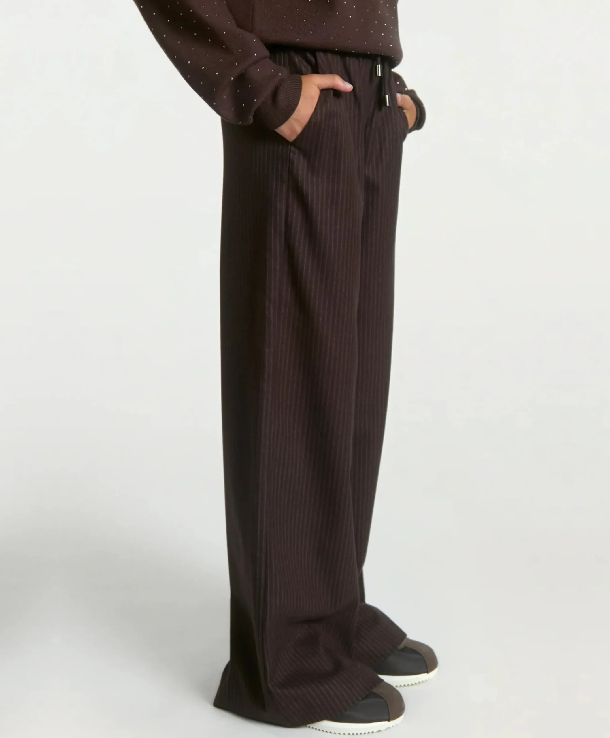 ESILA PINSTRIPE VIS 350 G meisjes pantalon bruin