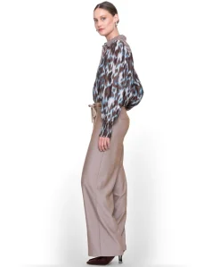 Fancy waistband dames broek beige