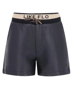 Faylinn faux leather meisjes korte broek zwart