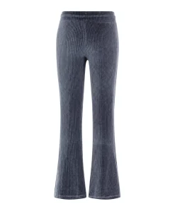 Femke girls velvet glitter flared meisjes broek blauw
