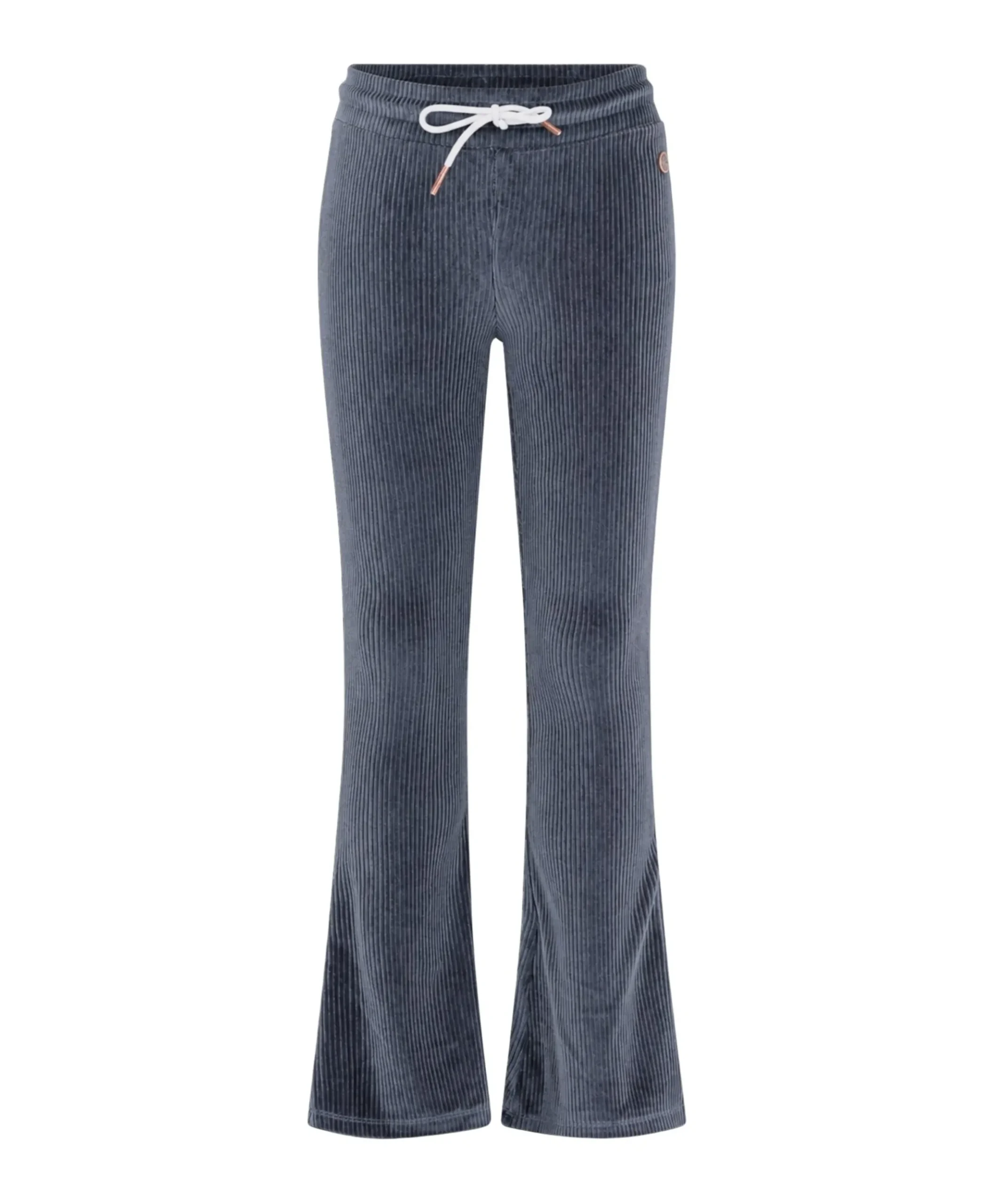 Femke girls velvet glitter flared meisjes broek blauw