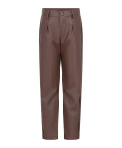 Feya faux leather meisjes pantalon bruin