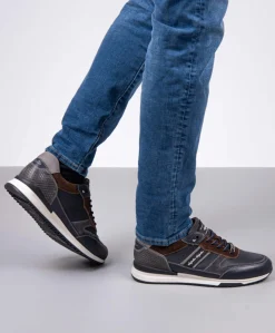 Filmon leather heren sneakers blauw