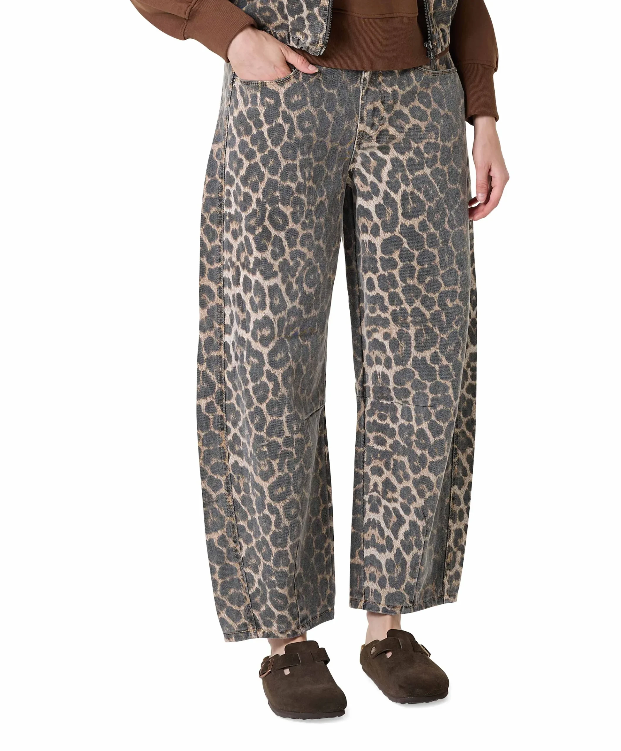 FIORA-BARREL1 dames broek bruin