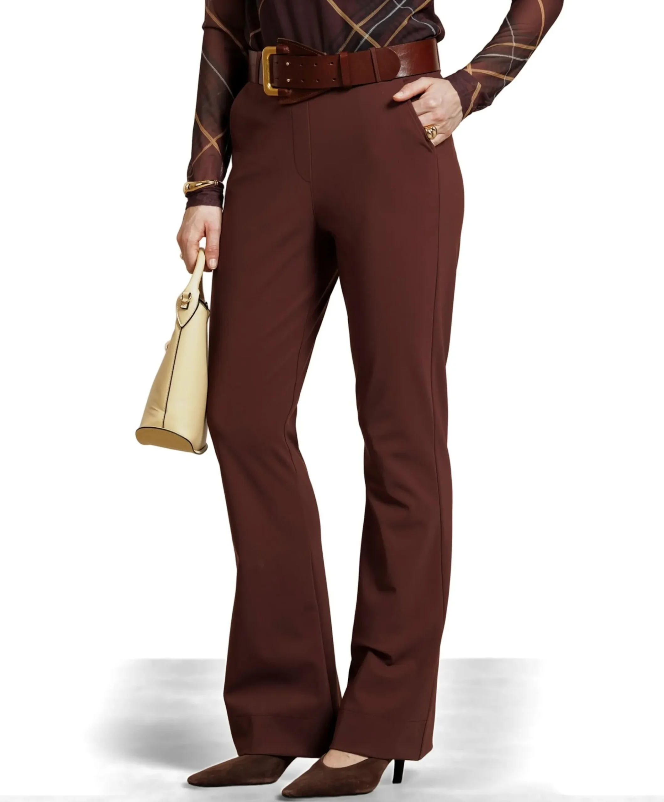 Flair bonded trousers dames broek bruin
