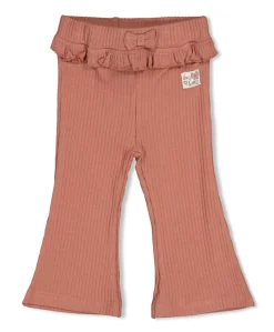 Flare broek rib meisjes broek oranje