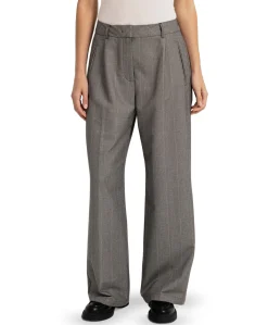 Geweven, wijde broek met ruit dames zwart