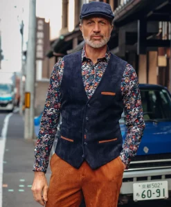 Heren gilet blauw