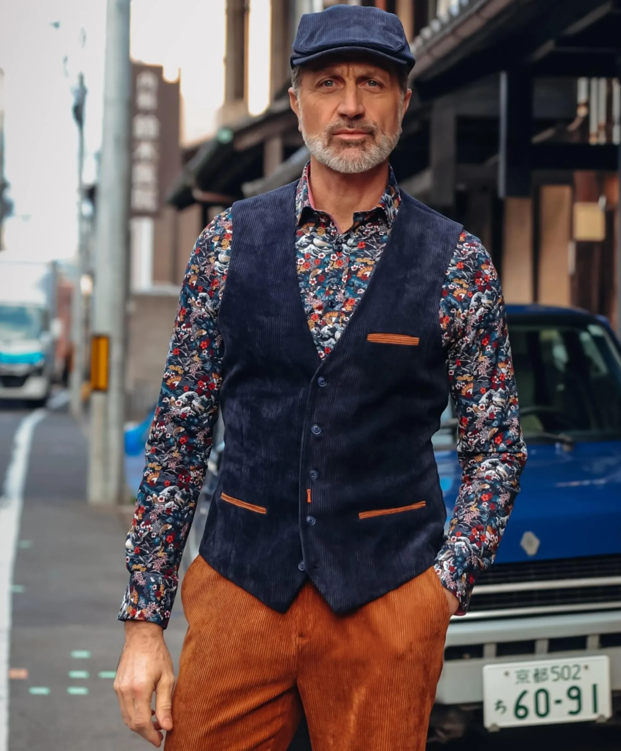 Heren gilet blauw