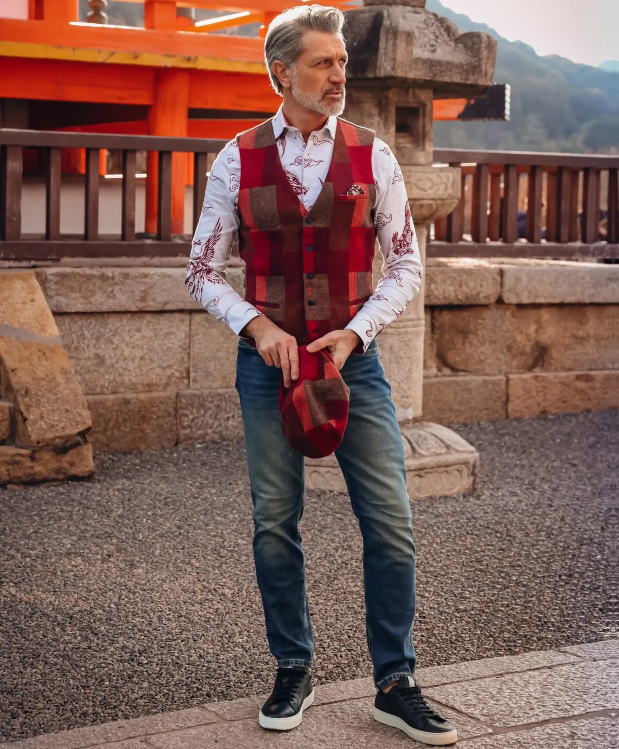 Heren gilet bordeaux
