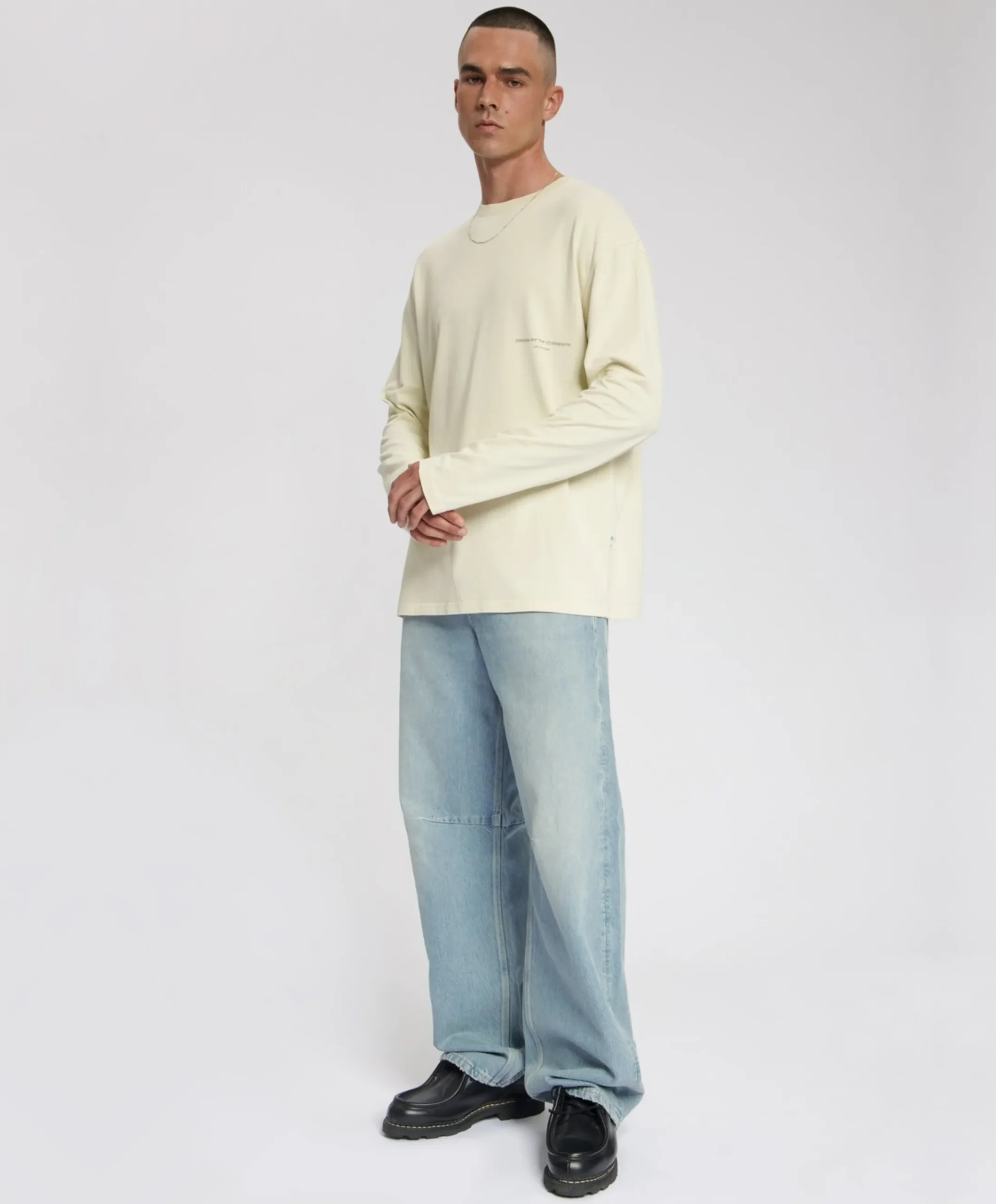 Heren longsleeve beige