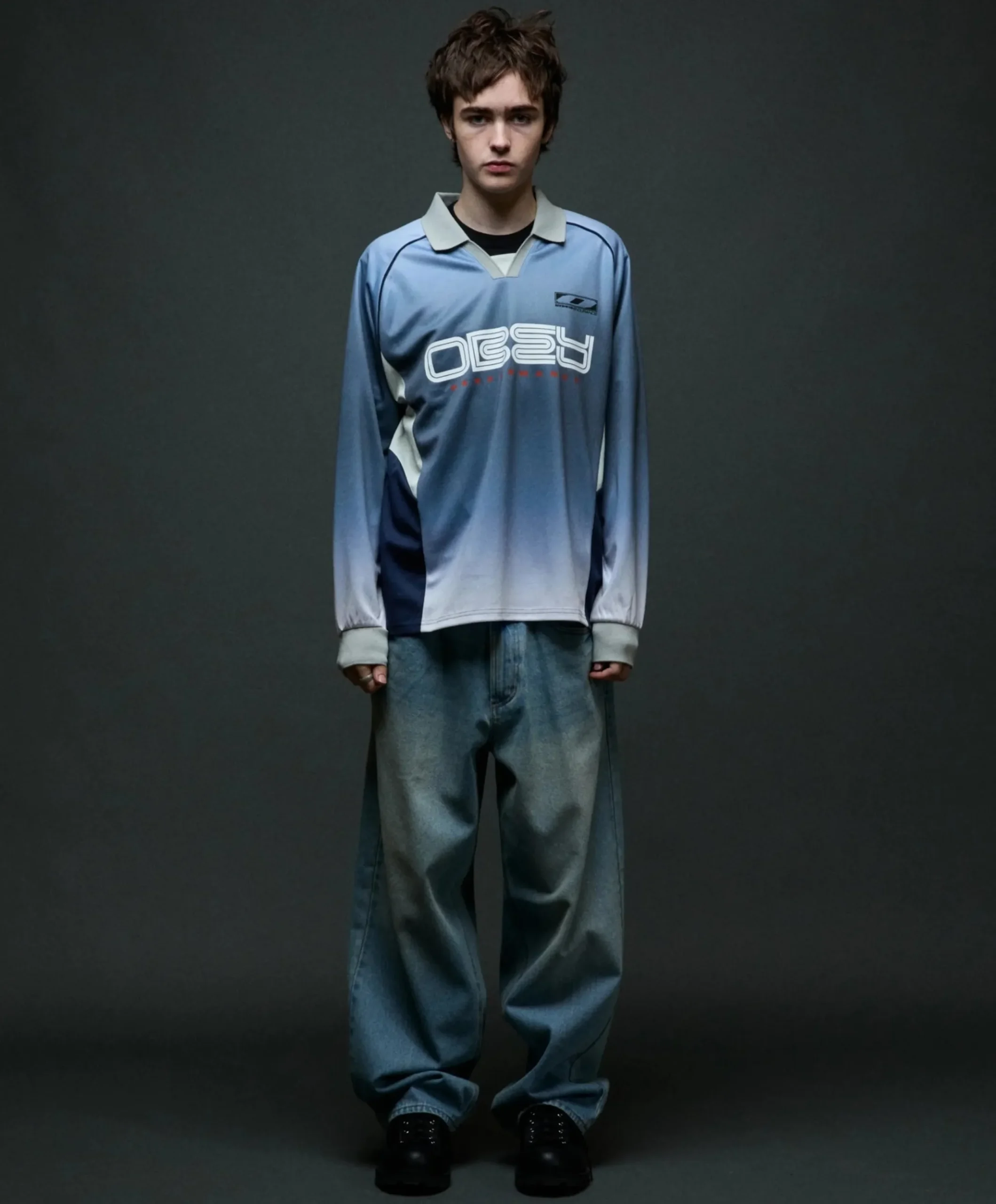 Heren longsleeve blauw