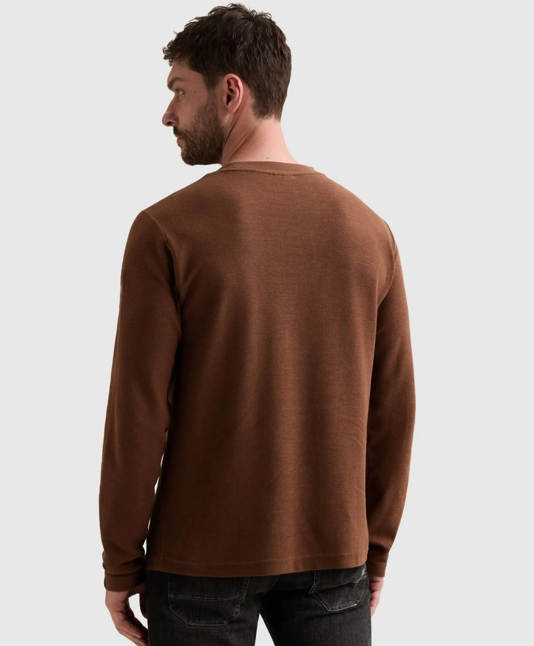 Heren longsleeve bruin