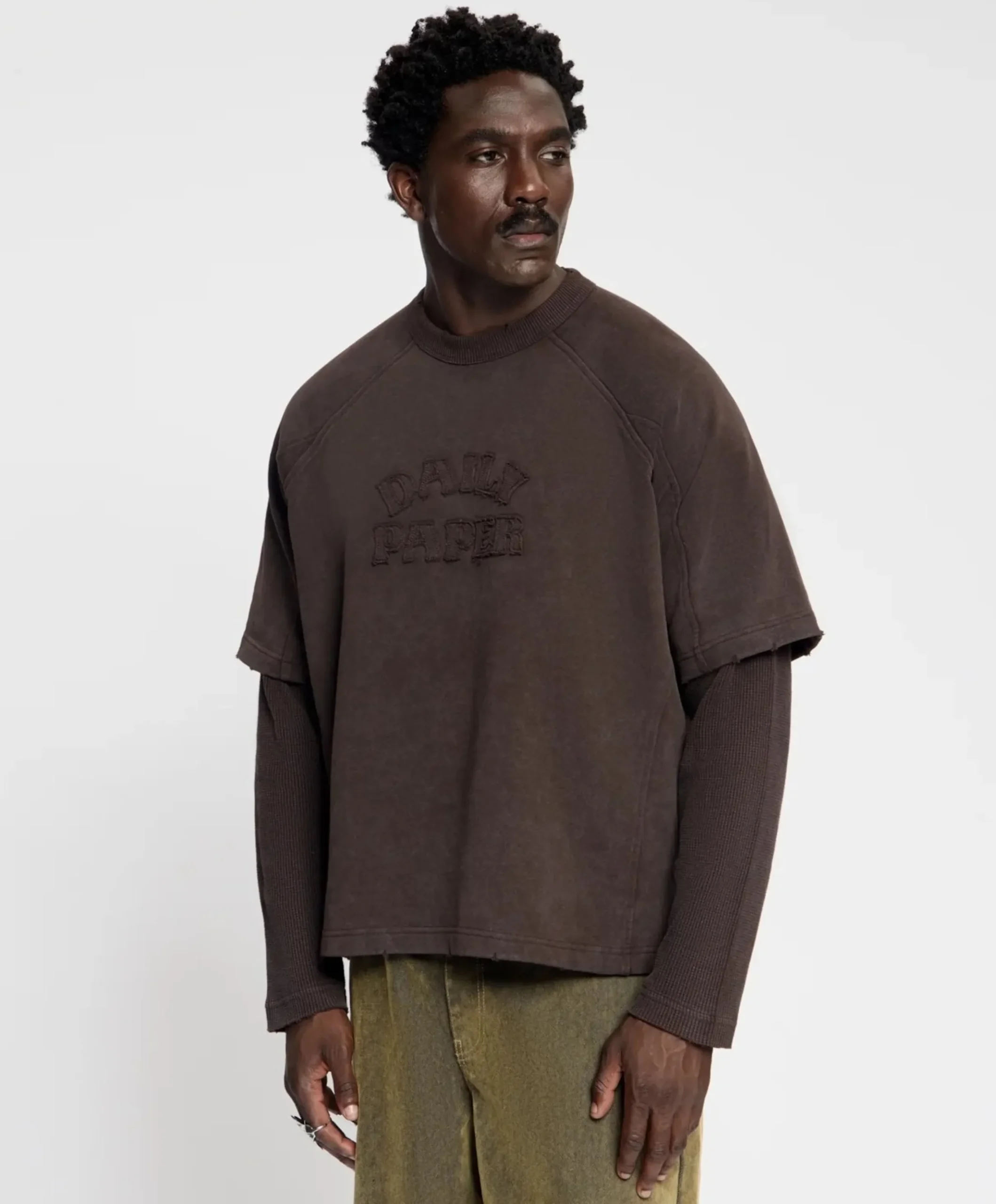 Heren longsleeve bruin