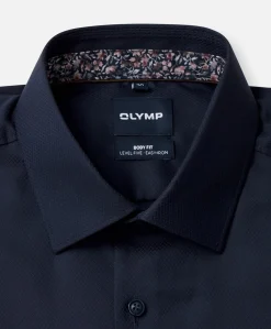 Heren overhemd extra lange mouw blauw