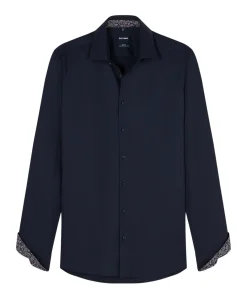 Heren overhemd extra lange mouw blauw