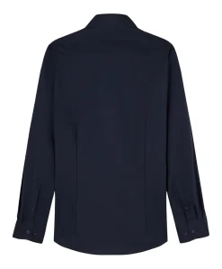Heren overhemd extra lange mouw blauw