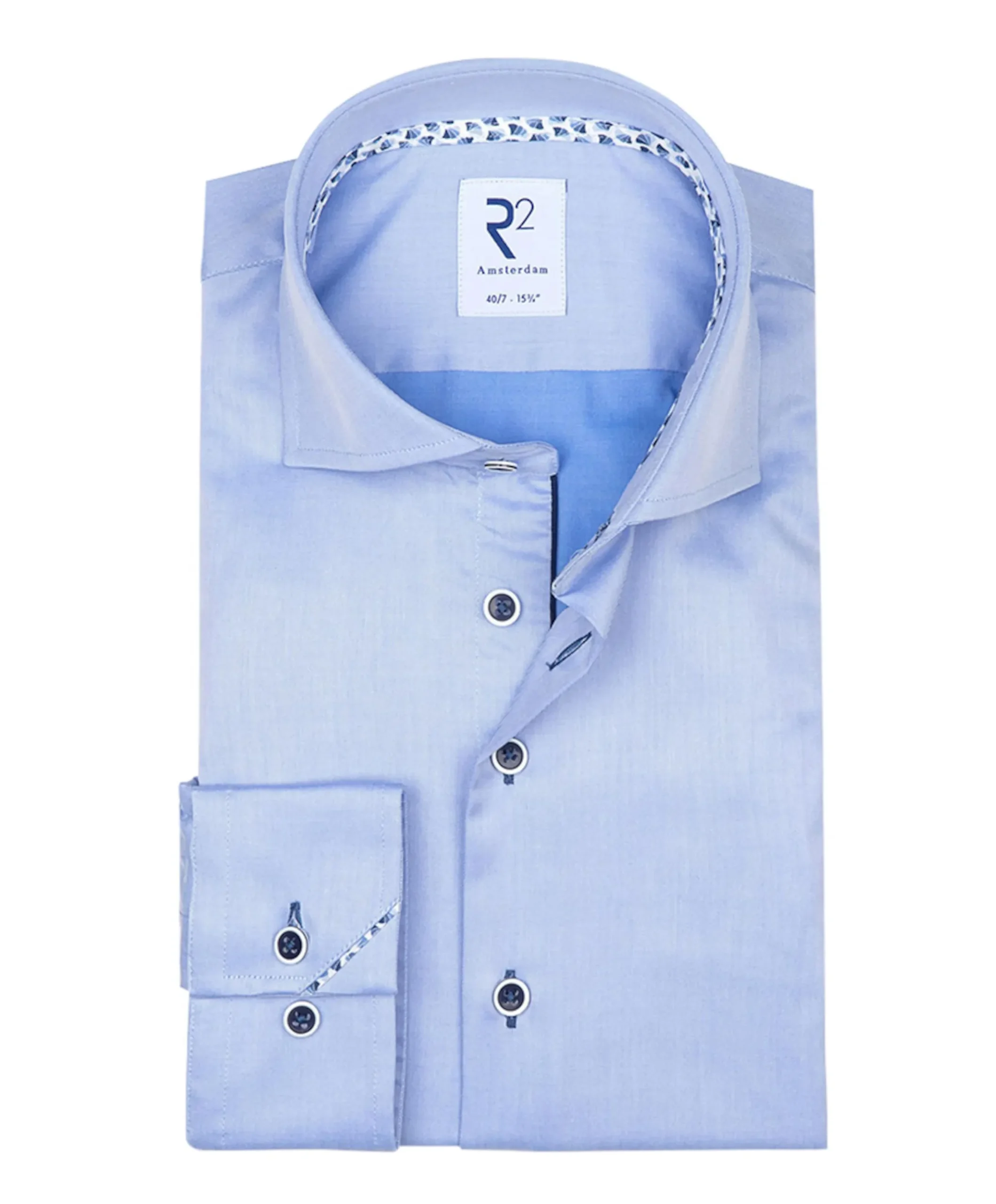 Heren overhemd extra lange mouw blauw