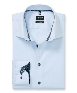 Heren overhemd extra lange mouw blauw