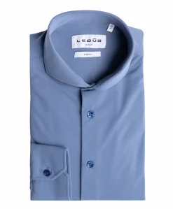 Heren overhemd extra lange mouw blauw