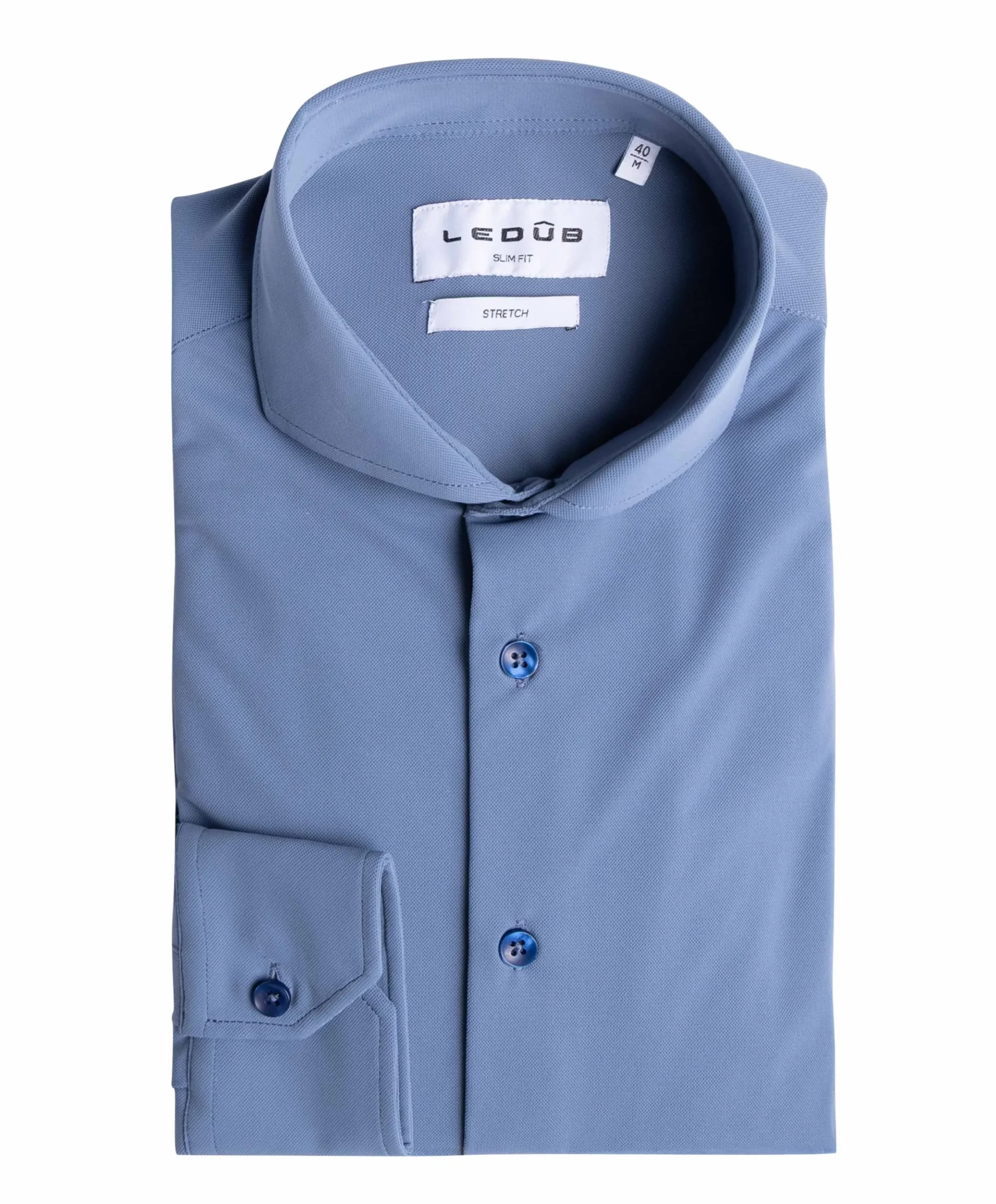 Heren overhemd extra lange mouw blauw