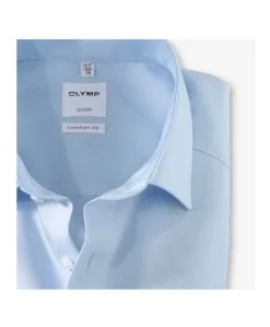 Heren overhemd extra lange mouw blauw
