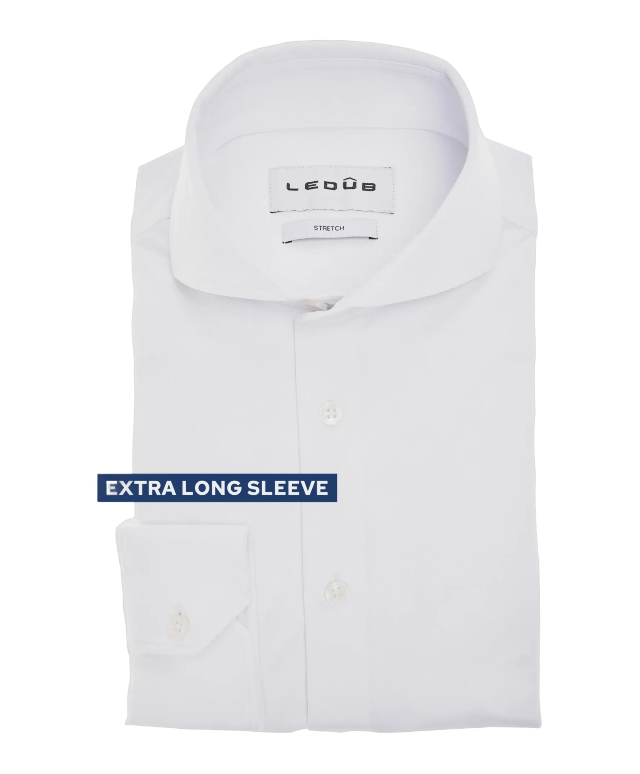 Heren overhemd extra lange mouw wit