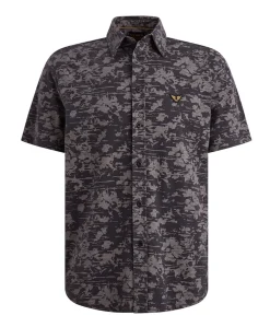 Heren overhemd korte mouw blauw