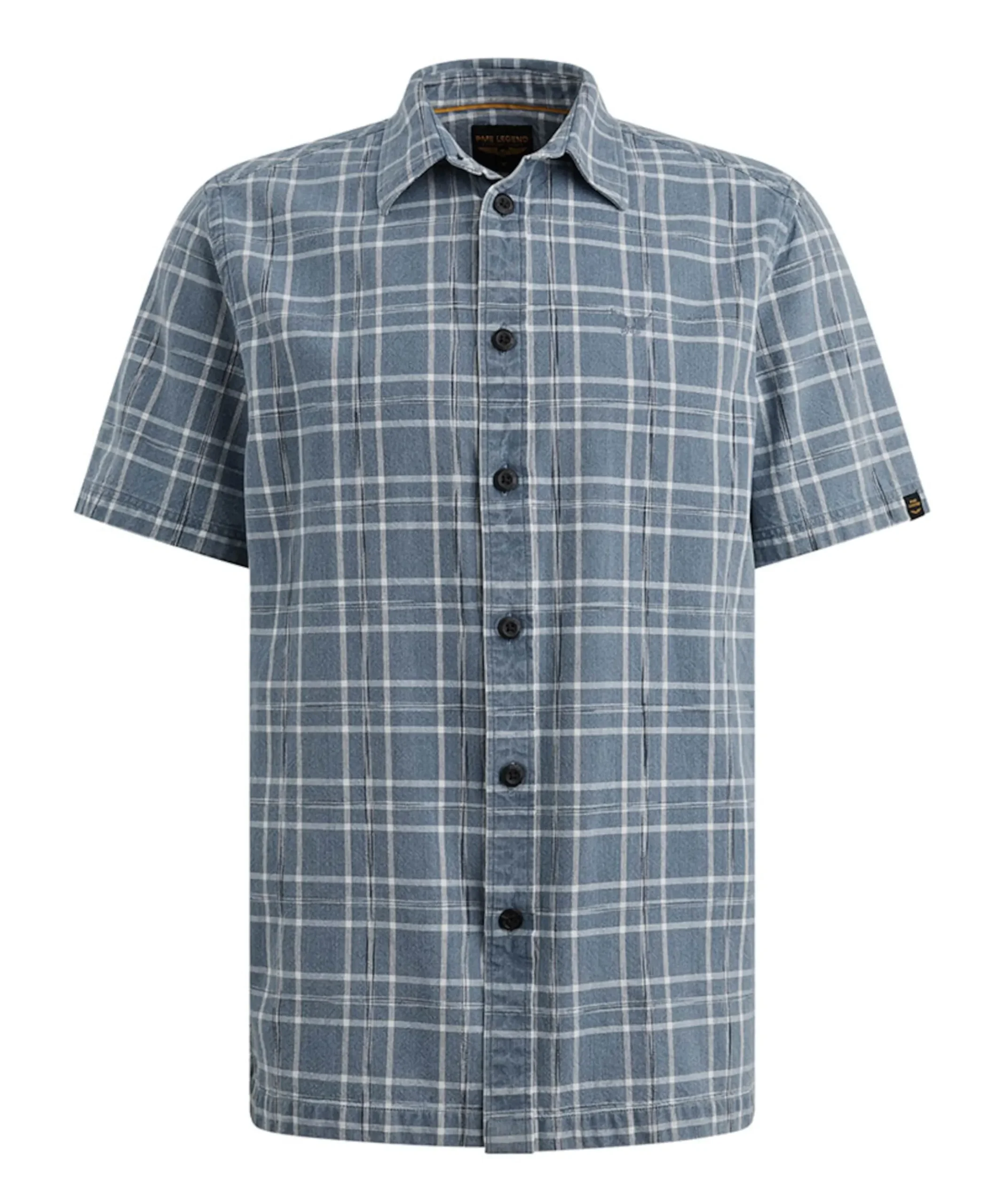 Heren overhemd korte mouw blauw