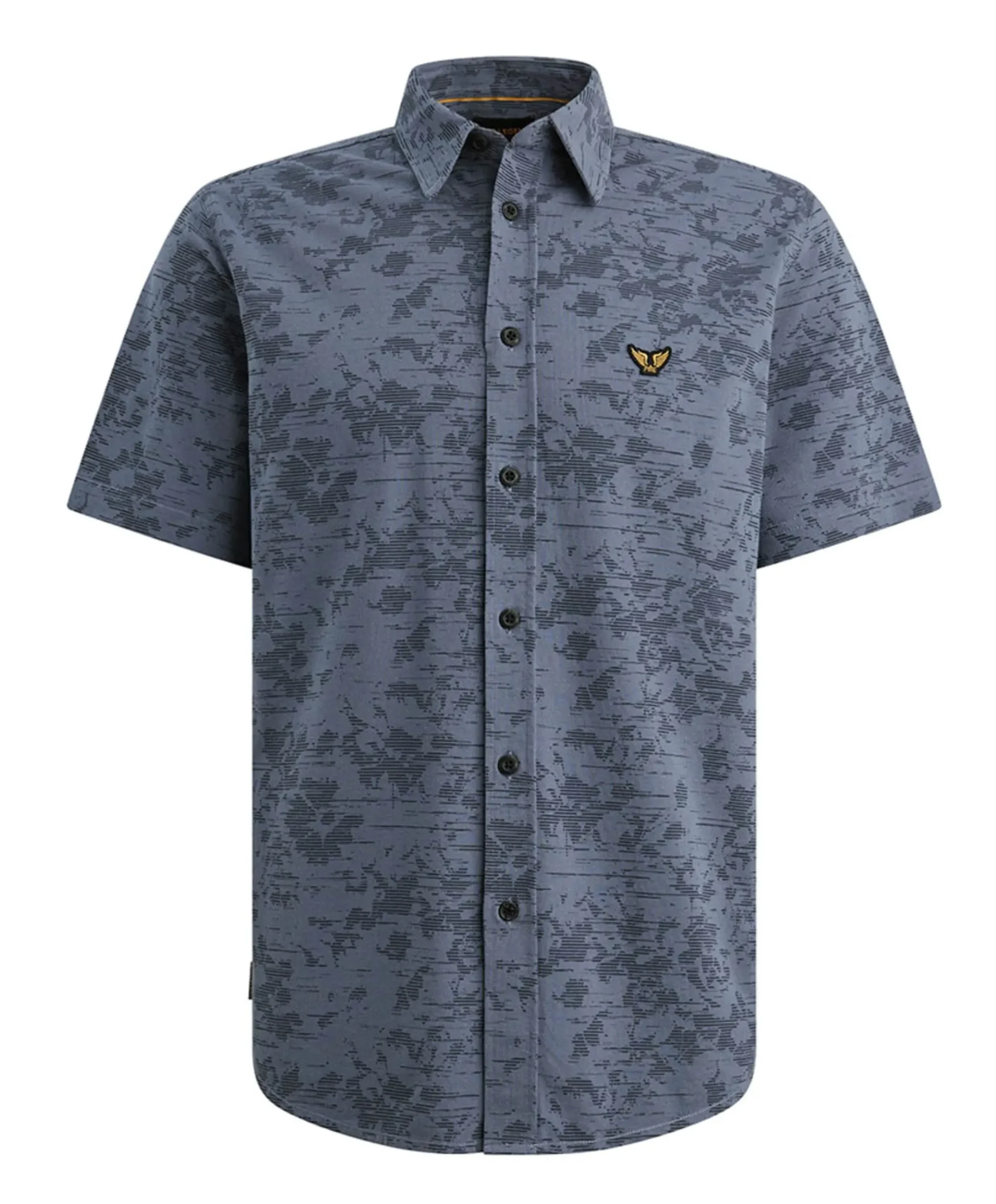 Heren overhemd korte mouw blauw