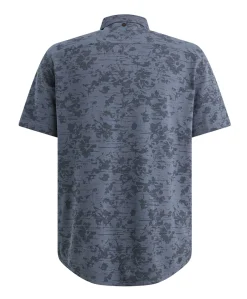 Heren overhemd korte mouw blauw