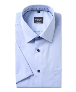 Heren overhemd korte mouw blauw