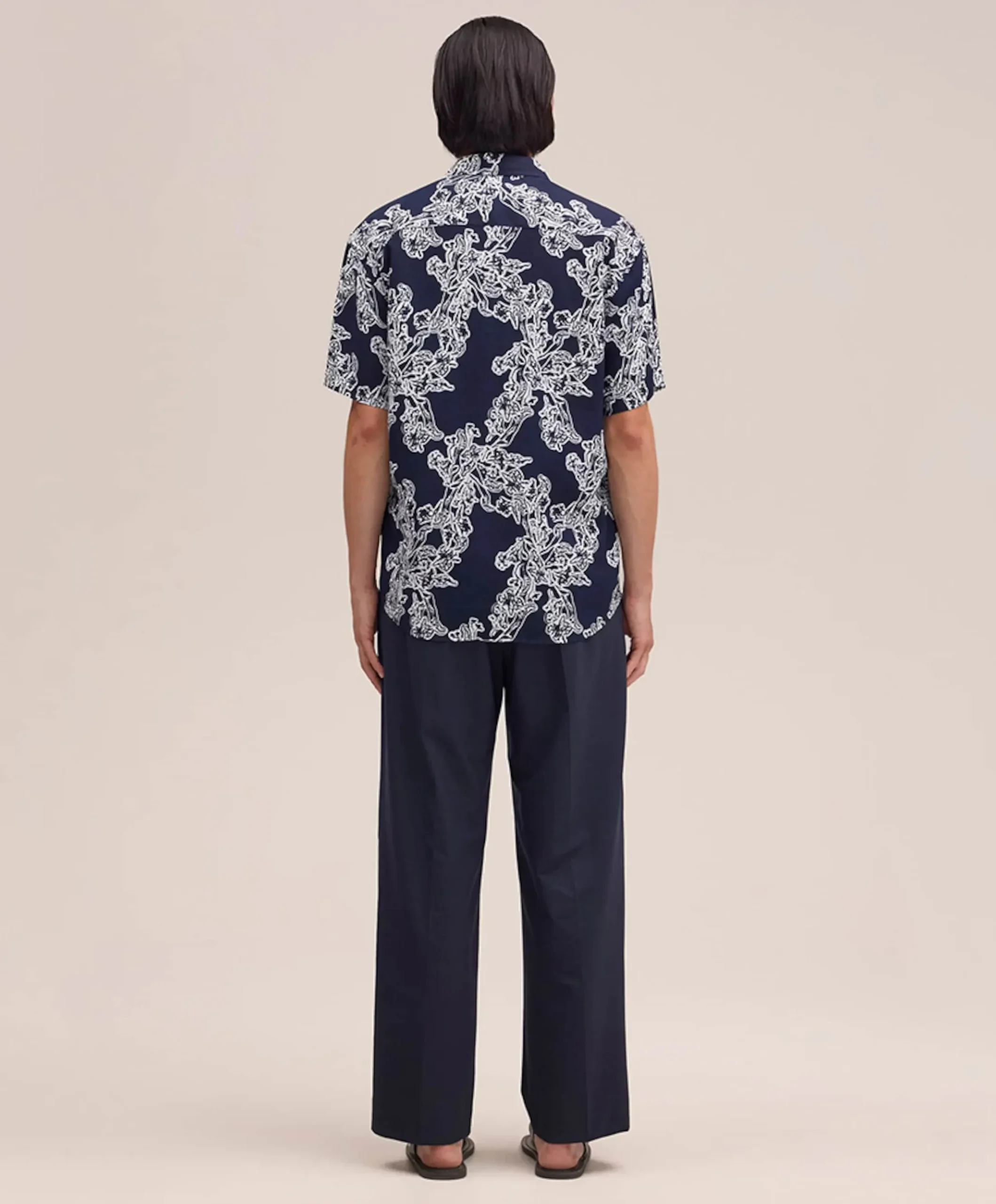Heren overhemd korte mouw blauw