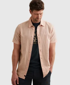 Heren overhemd korte mouw roze