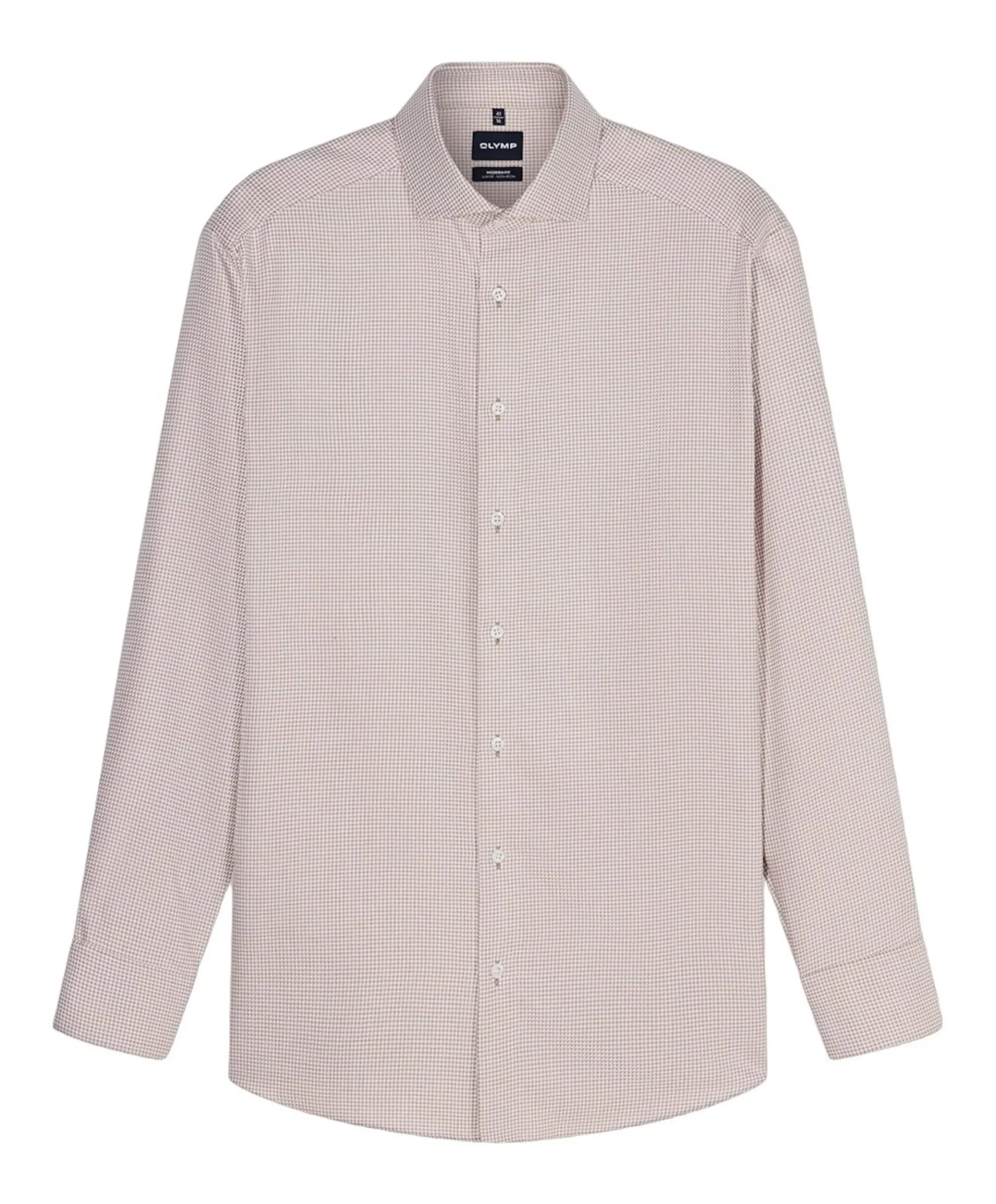 Heren overhemd lange mouw beige