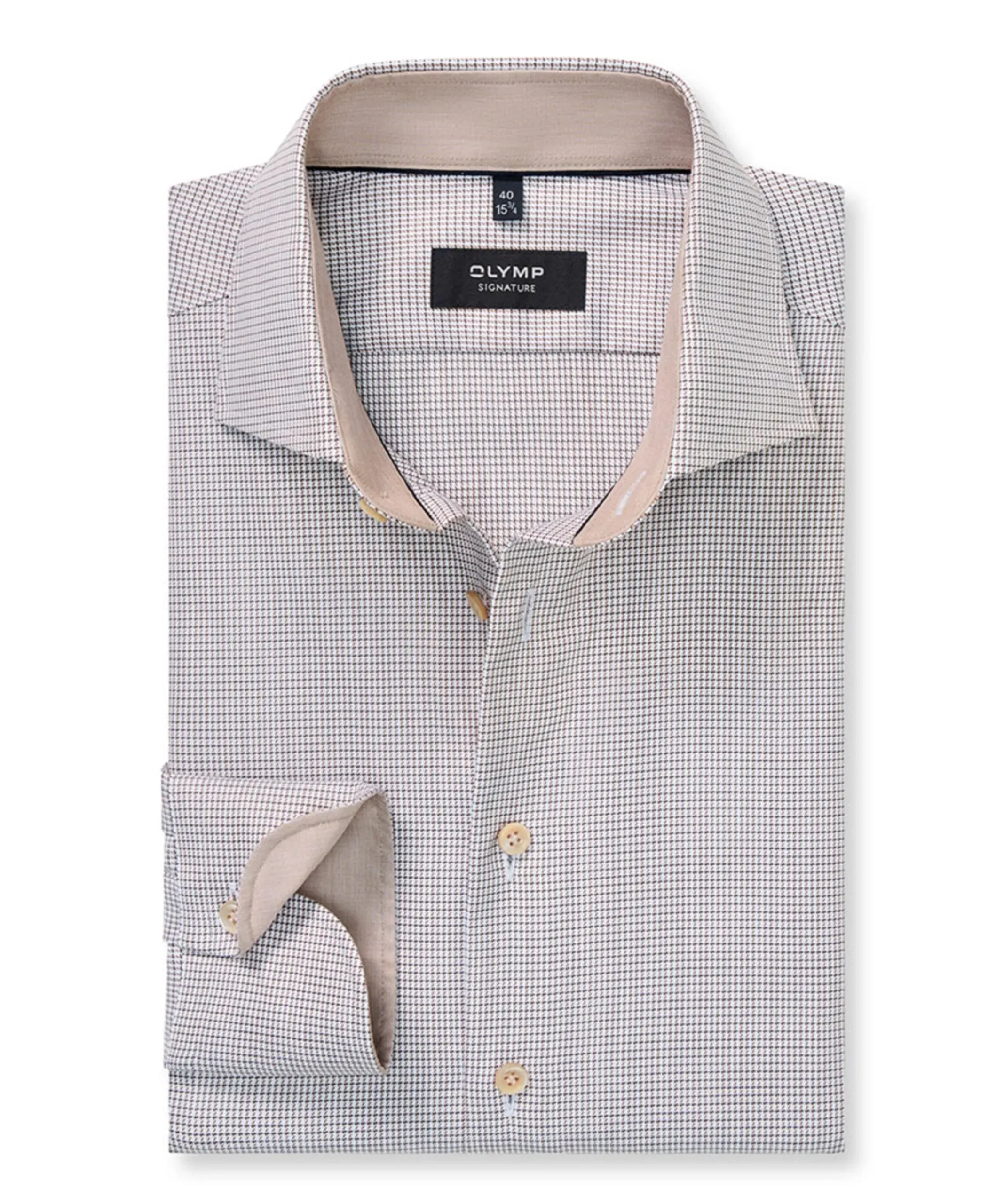 Heren overhemd lange mouw beige