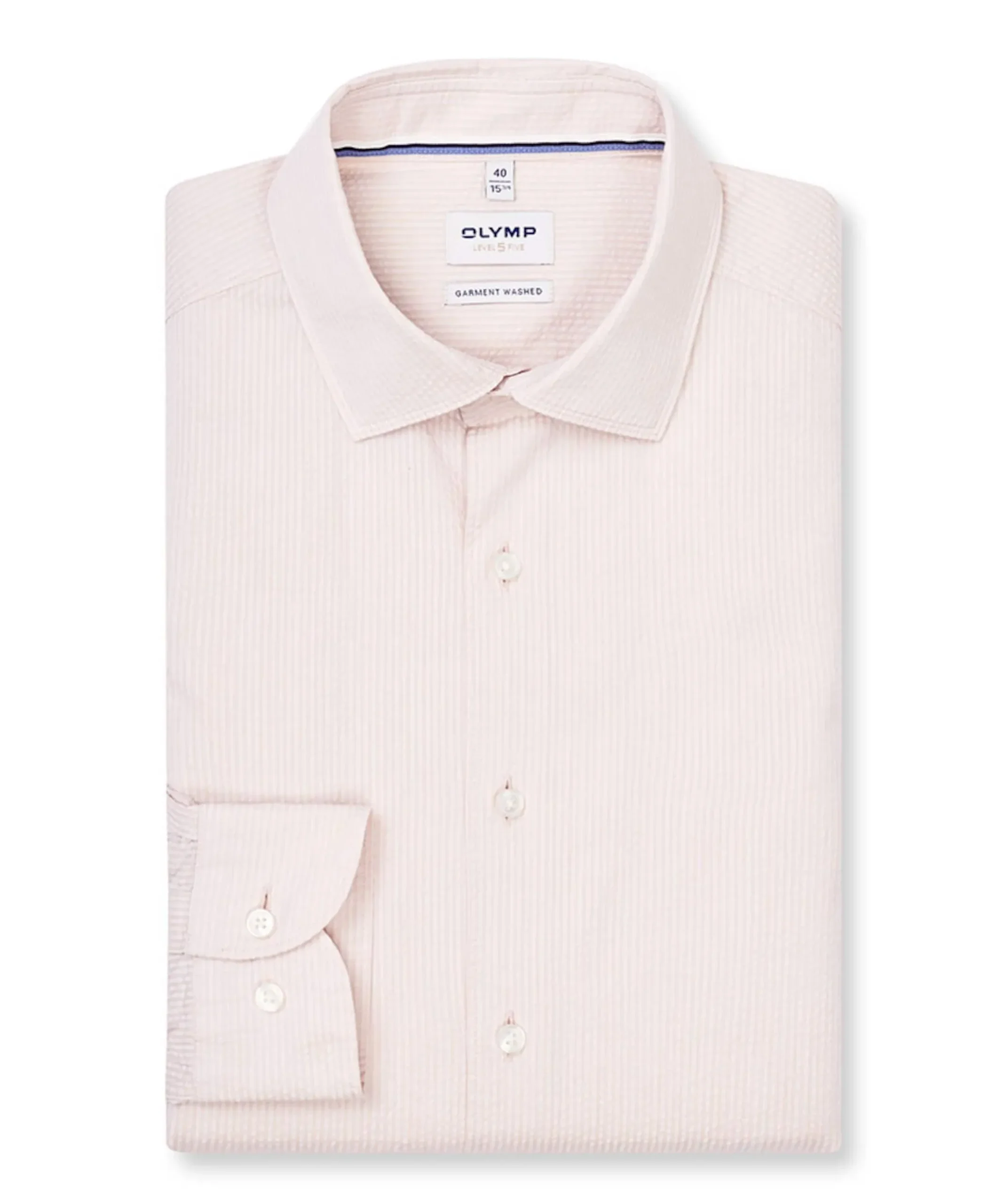 Heren overhemd lange mouw beige