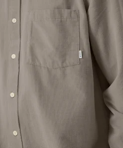 Heren overhemd lange mouw beige