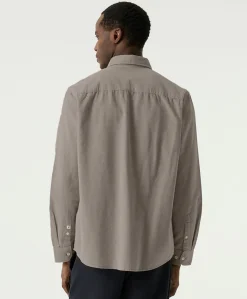 Heren overhemd lange mouw beige