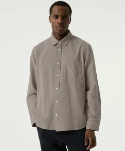 Heren overhemd lange mouw beige