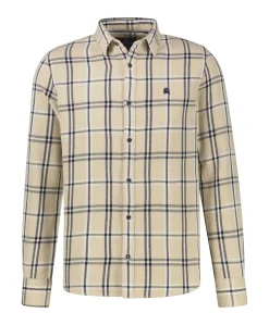 Heren overhemd lange mouw beige