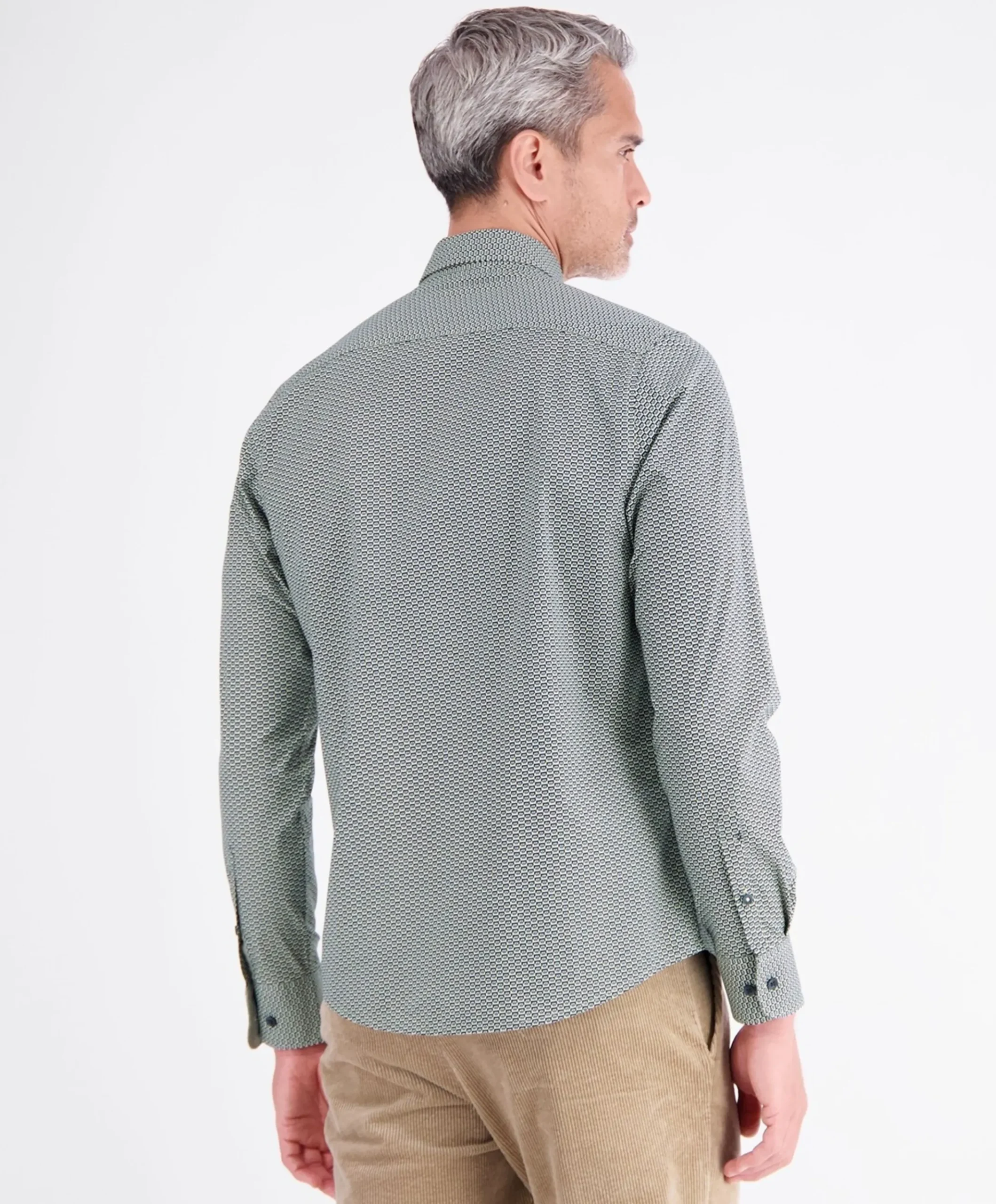 Heren overhemd lange mouw beige