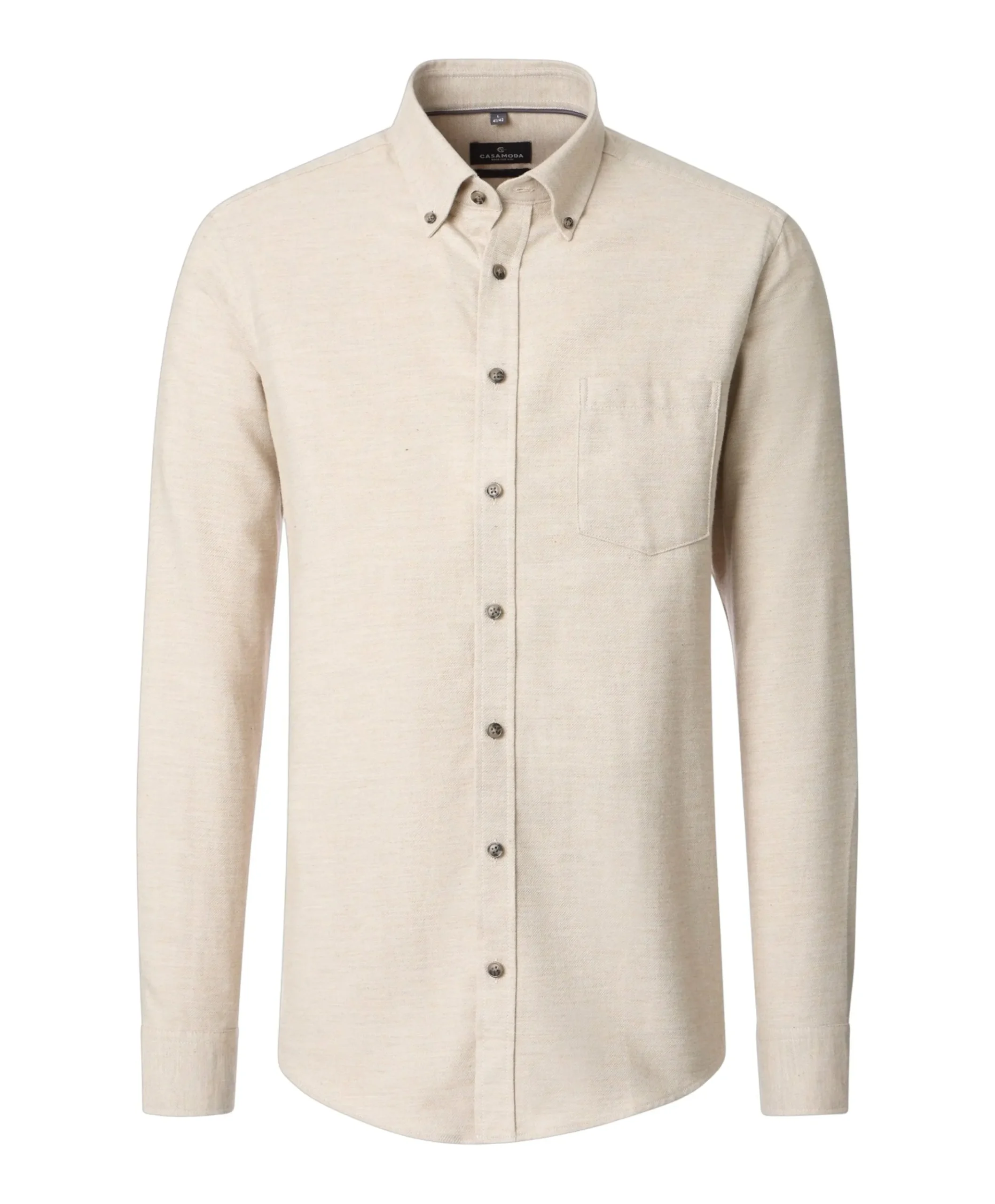 Heren overhemd lange mouw beige