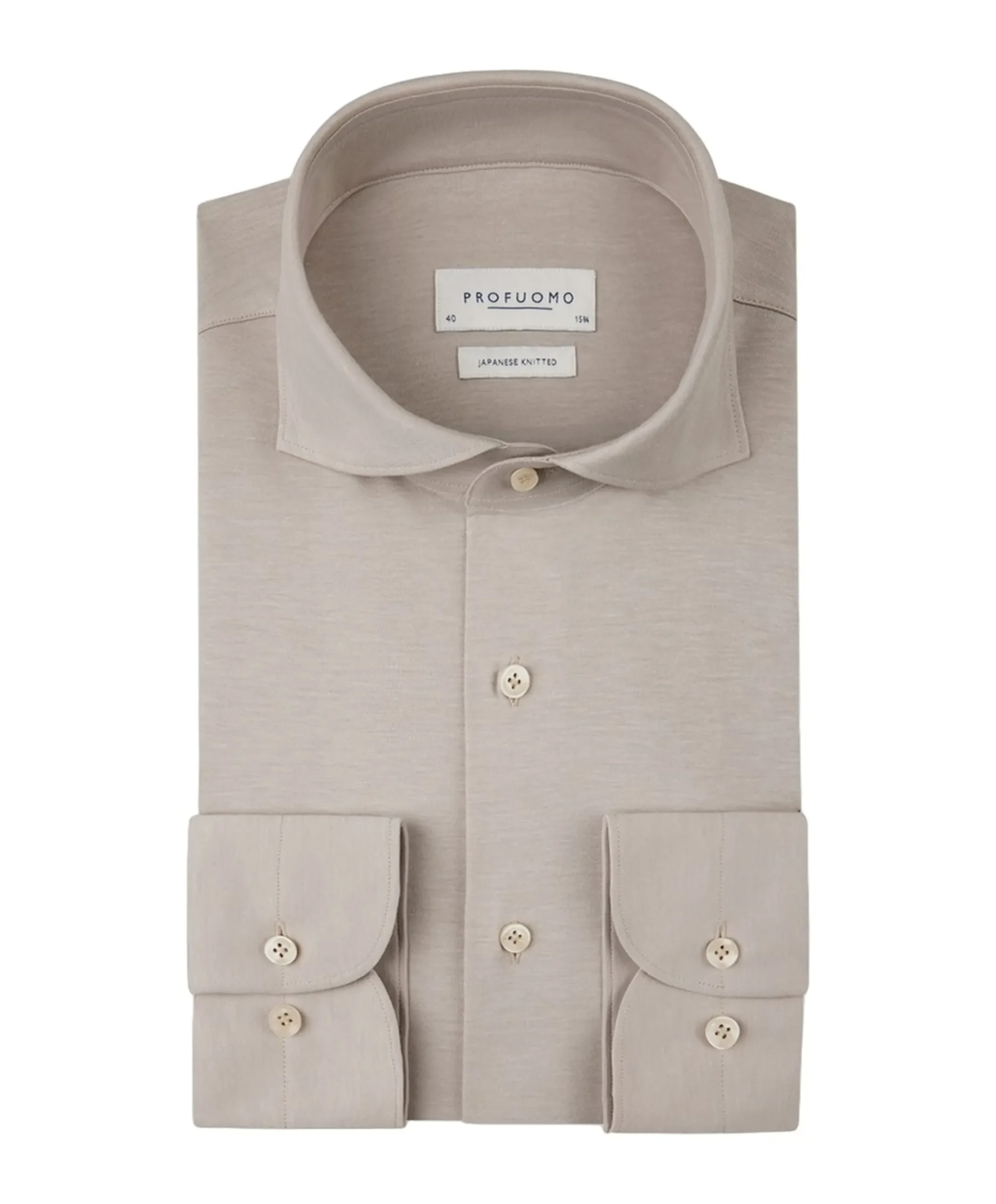 Heren overhemd lange mouw beige