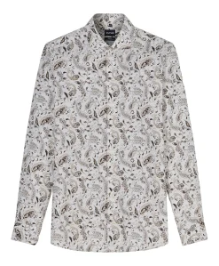 Heren overhemd lange mouw beige