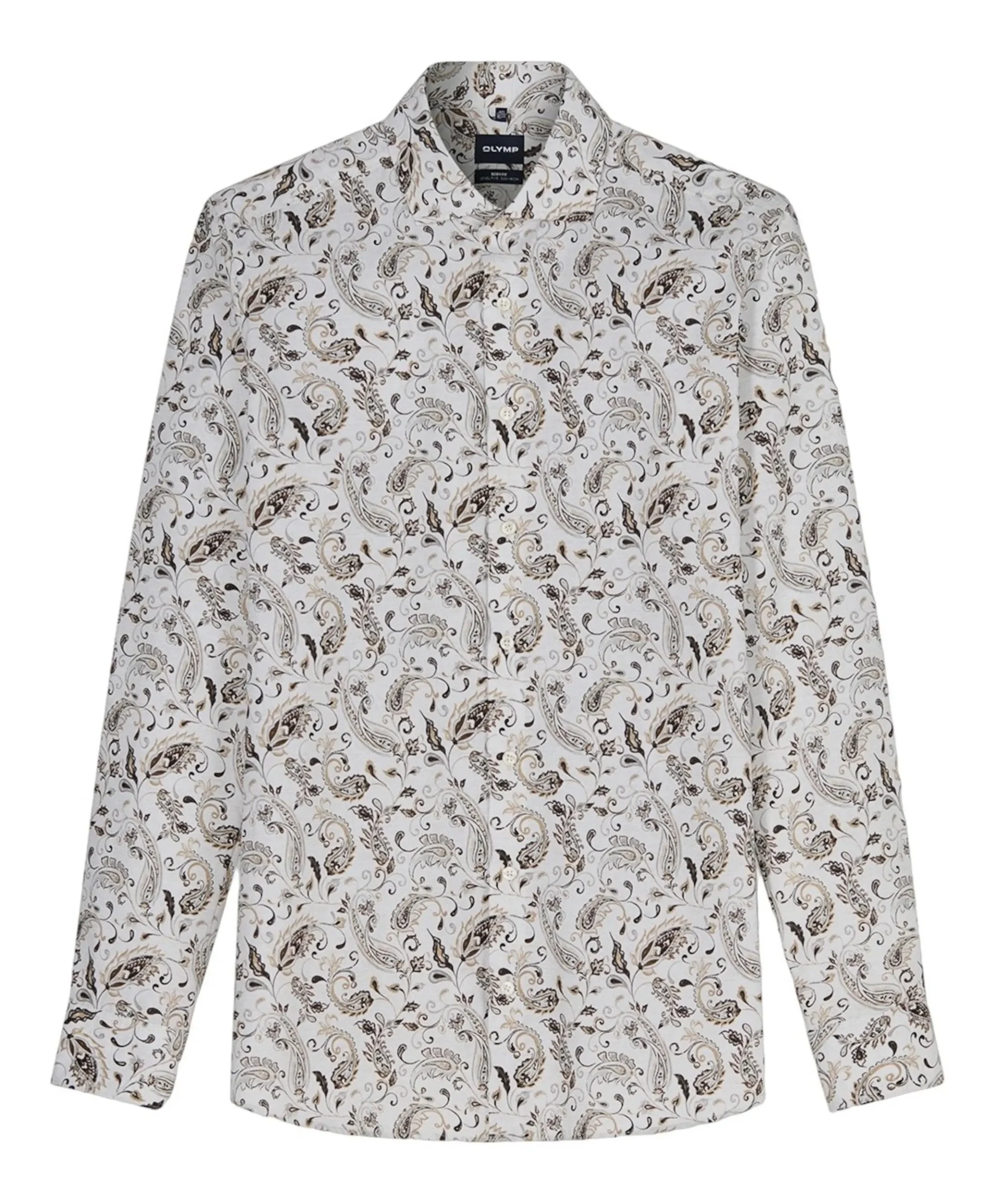 Heren overhemd lange mouw beige