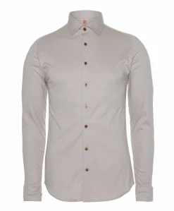 Heren overhemd lange mouw beige