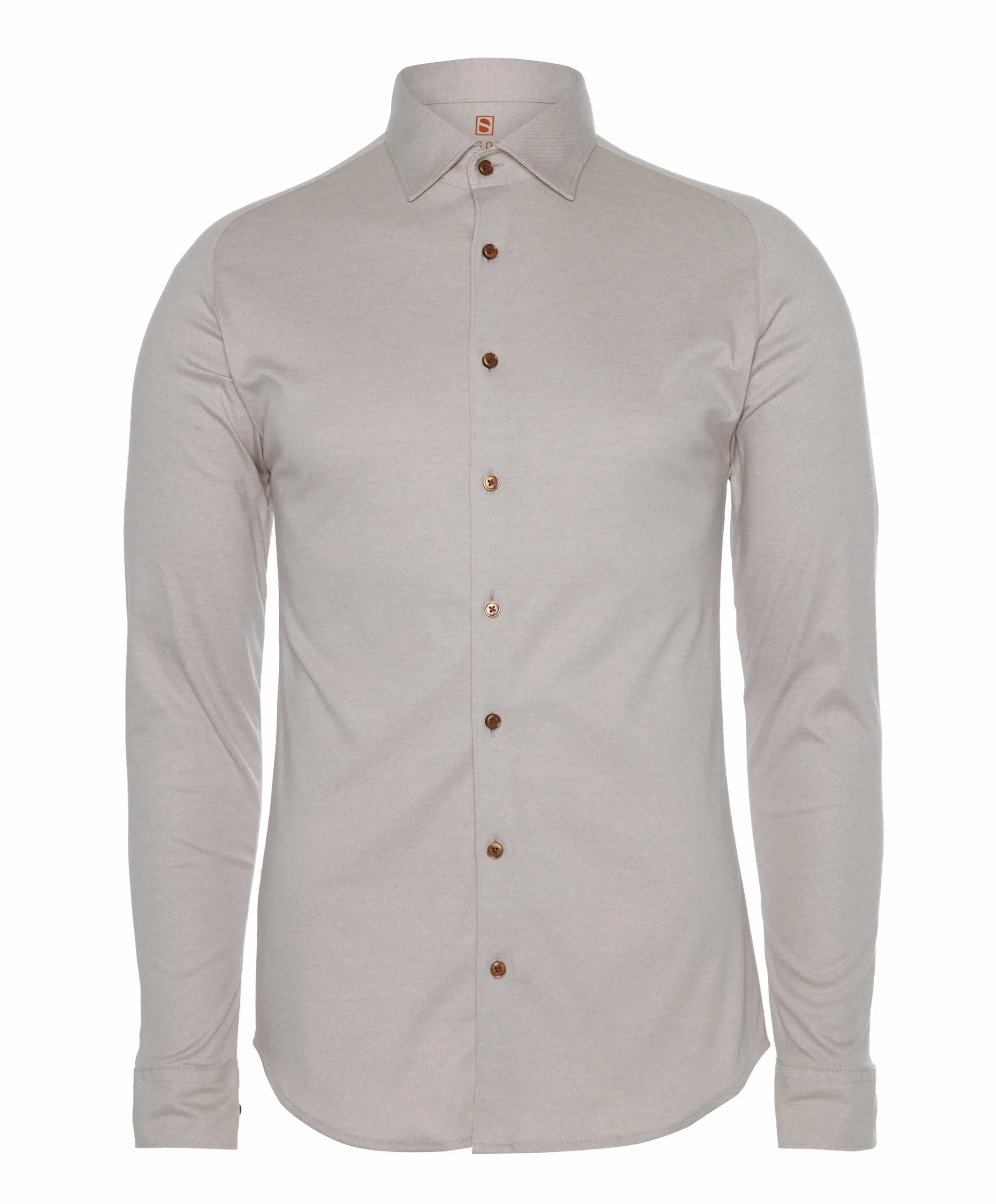 Heren overhemd lange mouw beige