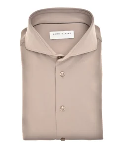 Heren overhemd lange mouw beige