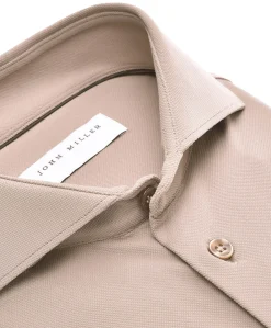 Heren overhemd lange mouw beige